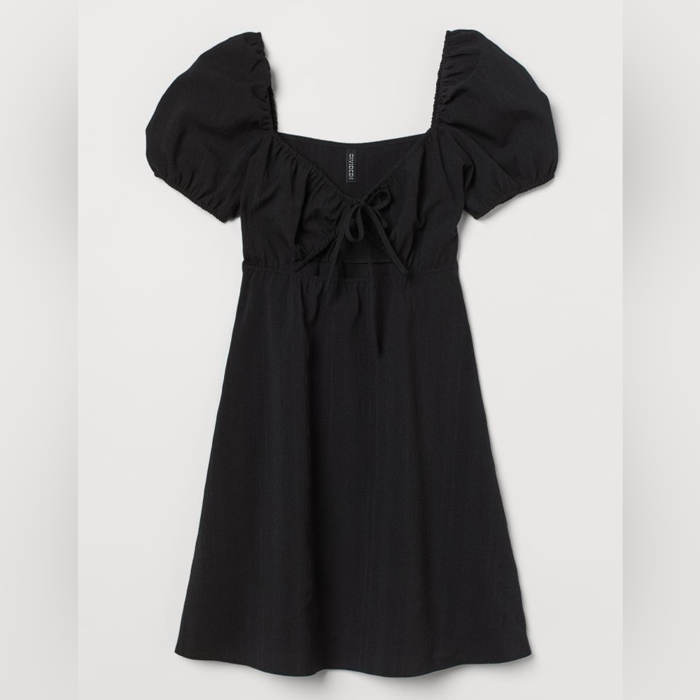 H&M Black Puff Sleeved Dress